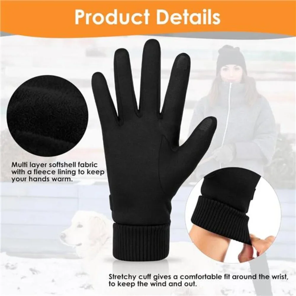 Women's Winter Gloves Thermal Warm Fleece Lined Touchscreen Gloves